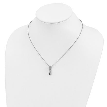 Sterling Silver White Night Rhodium-Plated Black And Diamond 18 Inch Necklace With 2 Extender