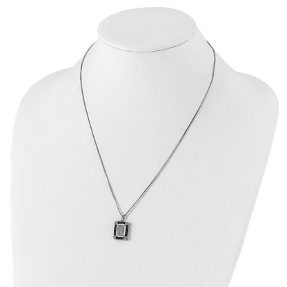 Sterling Silver White Night Rhodium-Plated Black And Diamond 18 Inch Necklace With 2 Extender