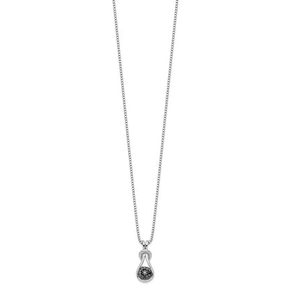Sterling Silver White Night Rhodium-Plated Black Diamond Love Knot 18 Inch Necklace With 2 Extender