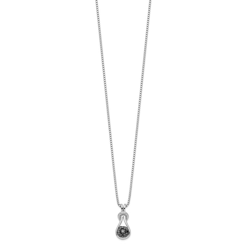 Sterling Silver White Night Rhodium-Plated Black Diamond Love Knot 18 Inch Necklace With 2 Extender