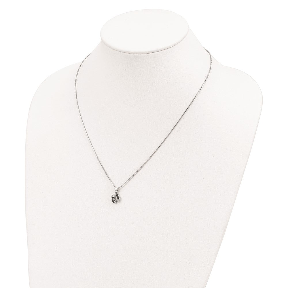 Sterling Silver White Night Rhodium-Plated Black And Diamond 18 Inch Necklace With 2 Extender
