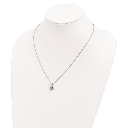 Sterling Silver White Night Rhodium-Plated Black And Diamond 18 Inch Necklace With 2 Extender