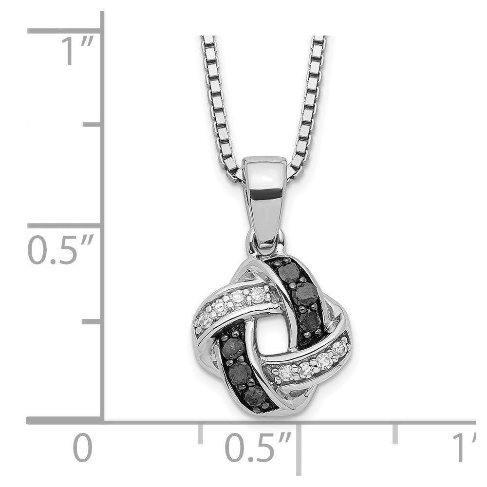 Sterling Silver White Night Rhodium-Plated Black And Diamond 18 Inch Necklace With 2 Extender