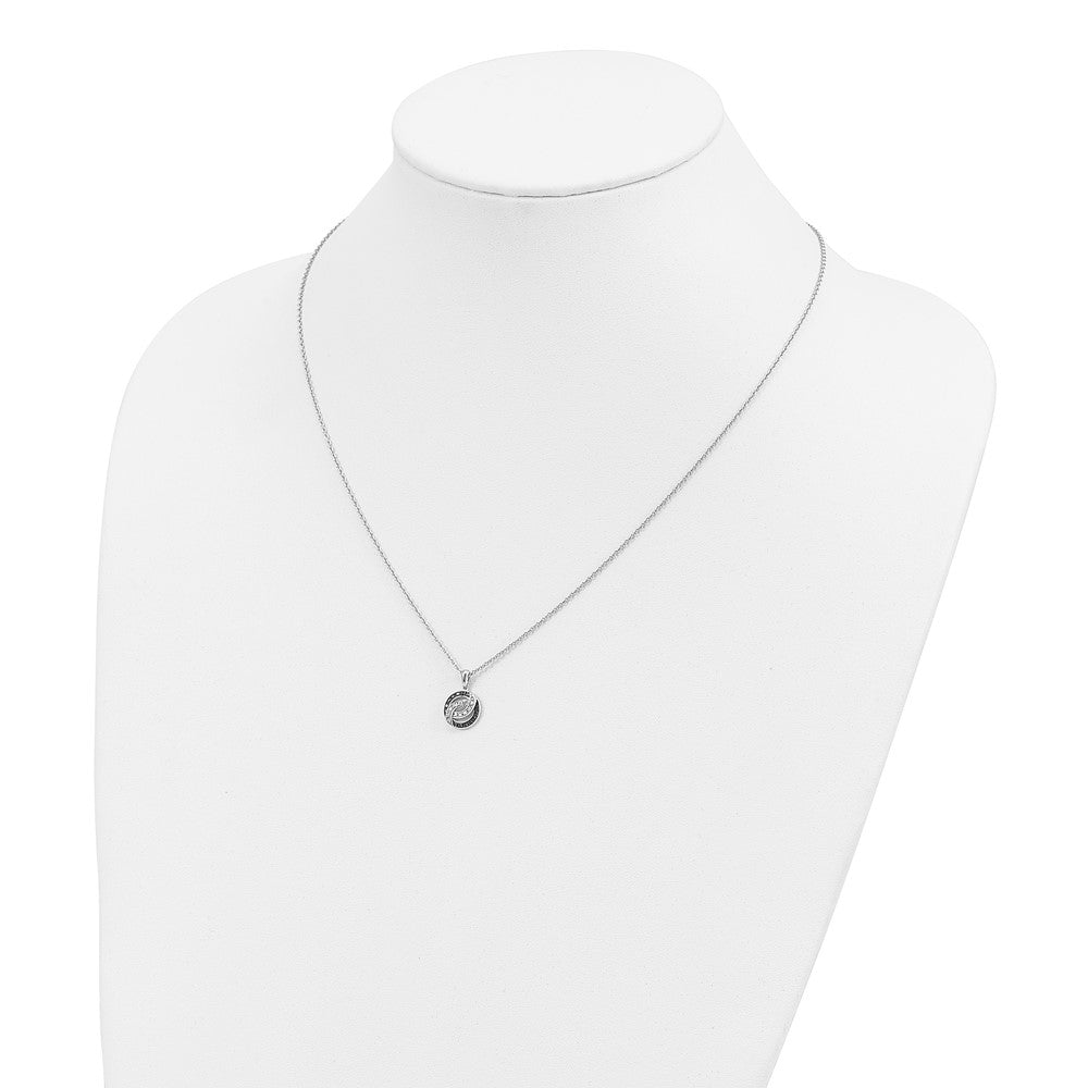 Sterling Silver White Night Rhodium-Plated Black And Diamond 18 Inch Necklace With 2 Extender