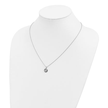 Sterling Silver White Night Rhodium-Plated Black And Diamond 18 Inch Necklace With 2 Extender