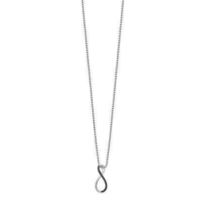 Sterling Silver White Night Rhodium-Plated Black Diamond Infinity Symbol 18 Inch Necklace With 2 Extender