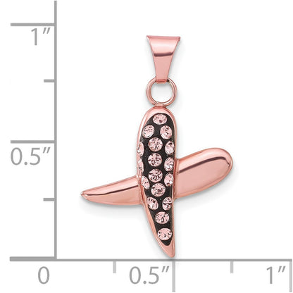 Sterling Silver Rose-Tone Ceramic Swarovski Crystal X Pendant