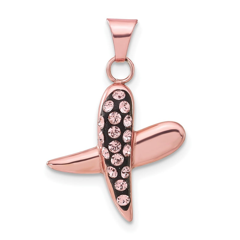 Sterling Silver Rose-Tone Ceramic Swarovski Crystal X Pendant