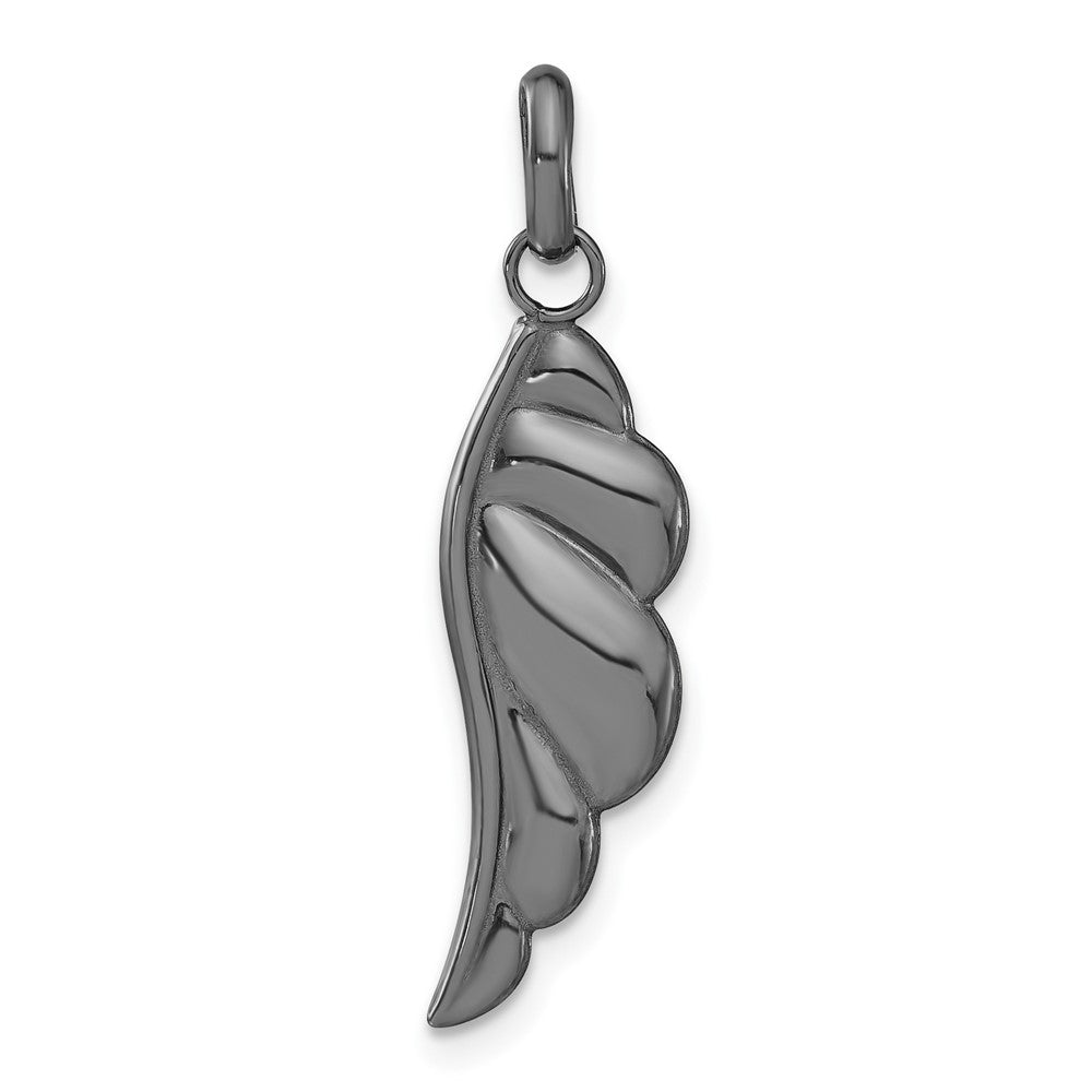 Sterling Silver Black Ceramic Red Swarovski Elements Wing Pendant