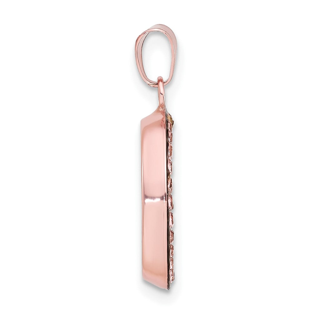 Sterling Silver Pink Ceramic Swarovski Elements Heart Circle Pendant