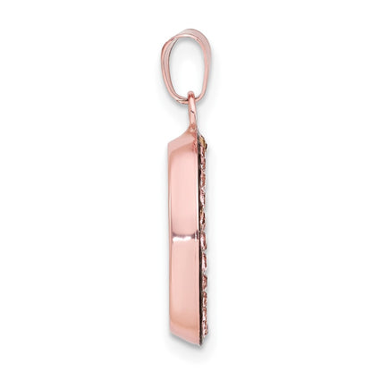 Sterling Silver Pink Ceramic Swarovski Elements Heart Circle Pendant