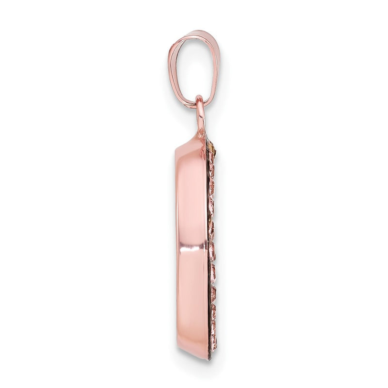 Sterling Silver Pink Ceramic Swarovski Elements Heart Circle Pendant