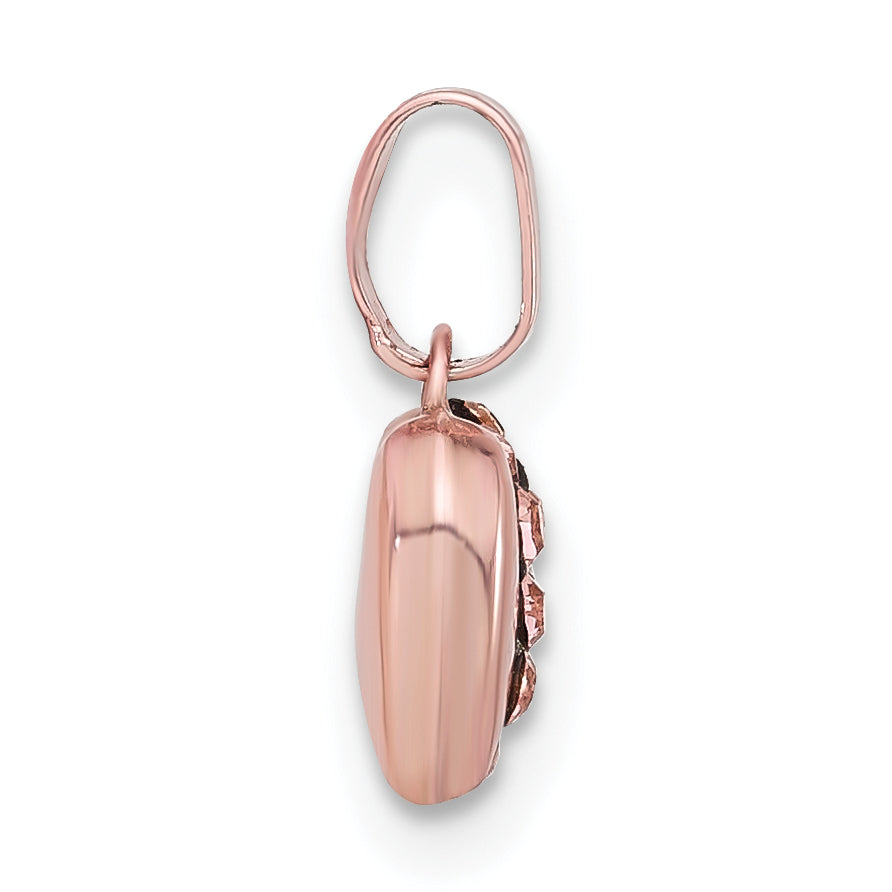 Sterling Silver Rose-Tone Ceramic-Plated Swarovski Crystal Heart Pendant