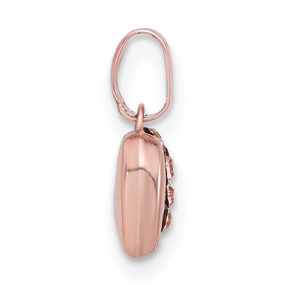Sterling Silver Rose-Tone Ceramic-Plated Swarovski Crystal Heart Pendant