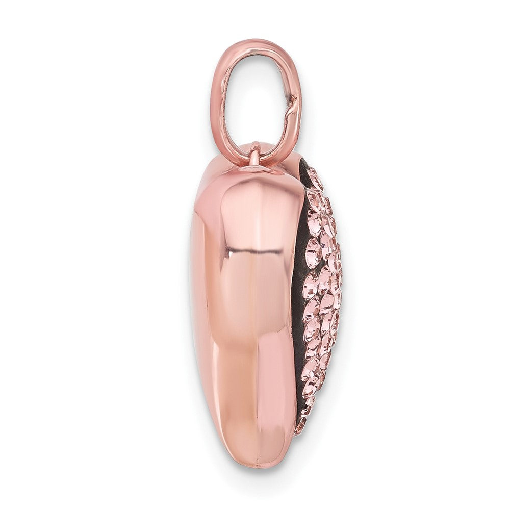 Sterling Silver Rose-Tone Ceramic-Plated Swarovski Crystal Heart Pendant