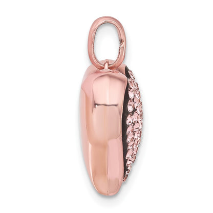 Sterling Silver Rose-Tone Ceramic-Plated Swarovski Crystal Heart Pendant