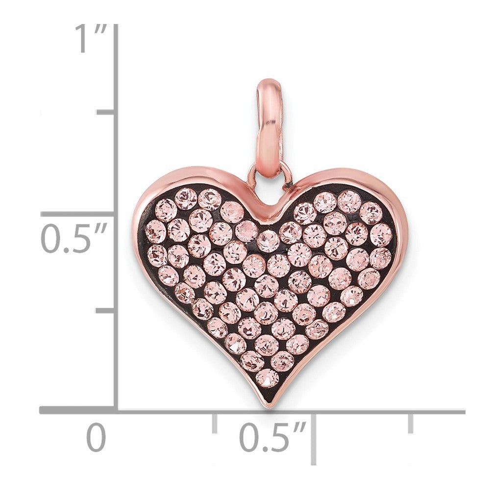 Sterling Silver Rose-Tone Ceramic-Plated Swarovski Crystal Heart Pendant