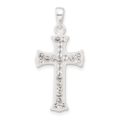 Sterling Silver White Stellux Crystal Cross Pendant