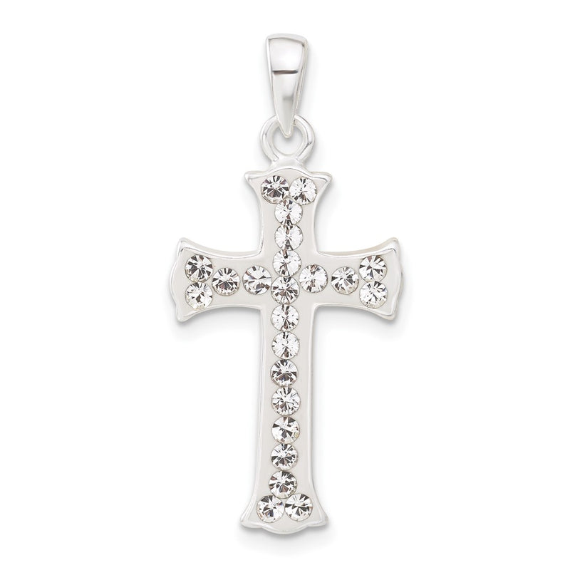 Sterling Silver White Stellux Crystal Cross Pendant