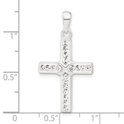 Sterling Silver Stellux Crystal And White Cross Pendant