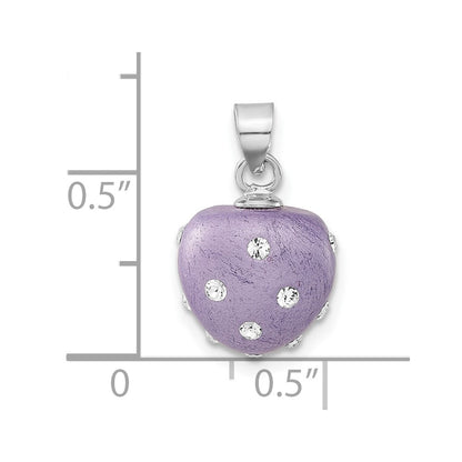 Sterling Silver Rhodium-Plated Stellux Crystal Purple Heart Pendant