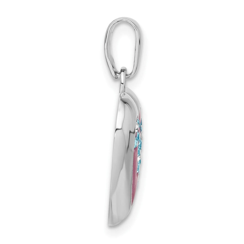 Sterling Silver Rhodium & Ferido Stellux Crystal Floral Heart Pendant