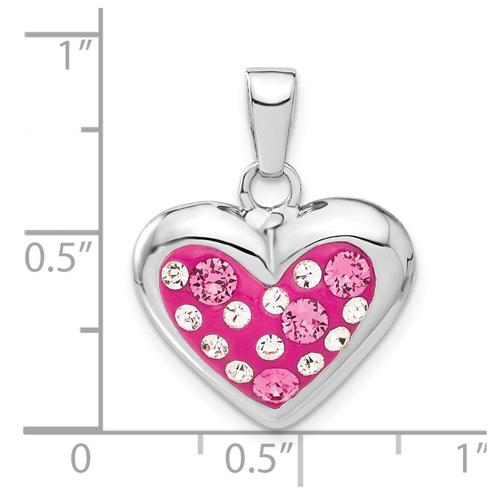 Sterling Silver Rhodium-Plated & Ferido Stellux Crystal Heart Pendant