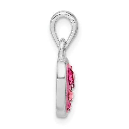 Sterling Silver Pink Stellux Crystal Heart Pendant
