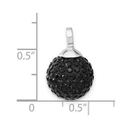 Sterling Silver Stellux Black Crystal Ball Pendant
