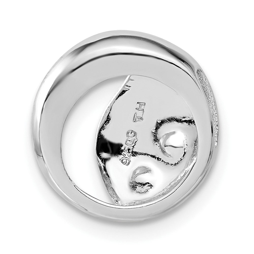 Sterling Silver Rhodium Plated Satin & Polished Cz Circle Pendant