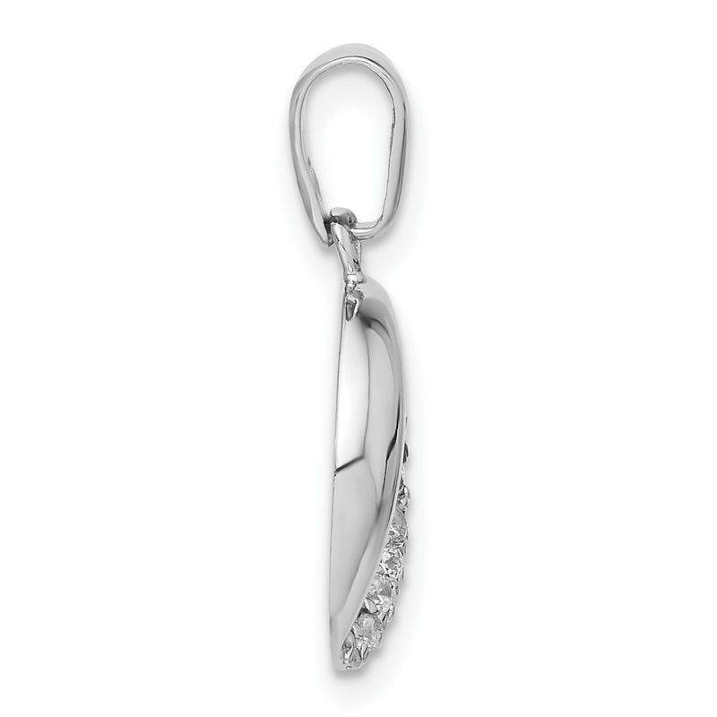 Sterling Silver Rhodium Plated Black & White Cz Circle Pendant