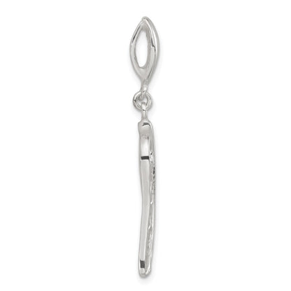 Sterling Silver Polished Filigree Leaf Pendant