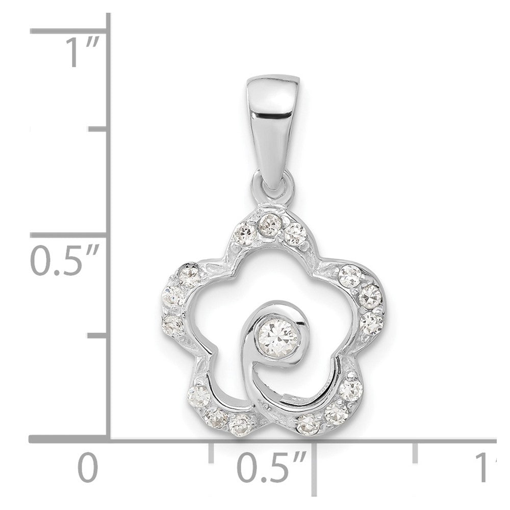 Sterling Silver Cz Flower Pendant