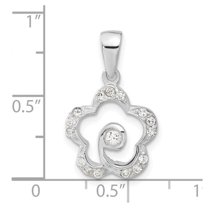 Sterling Silver Cz Flower Pendant