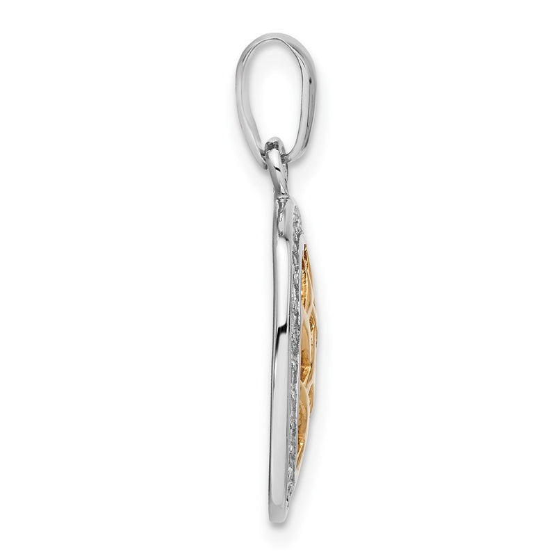 Sterling Silver & Gold-Plated Cz Woven Square Pendant