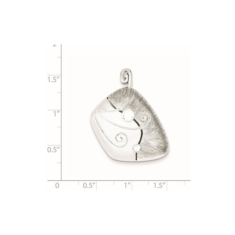 Sterling Silver Cz & Matte Curl Pendant