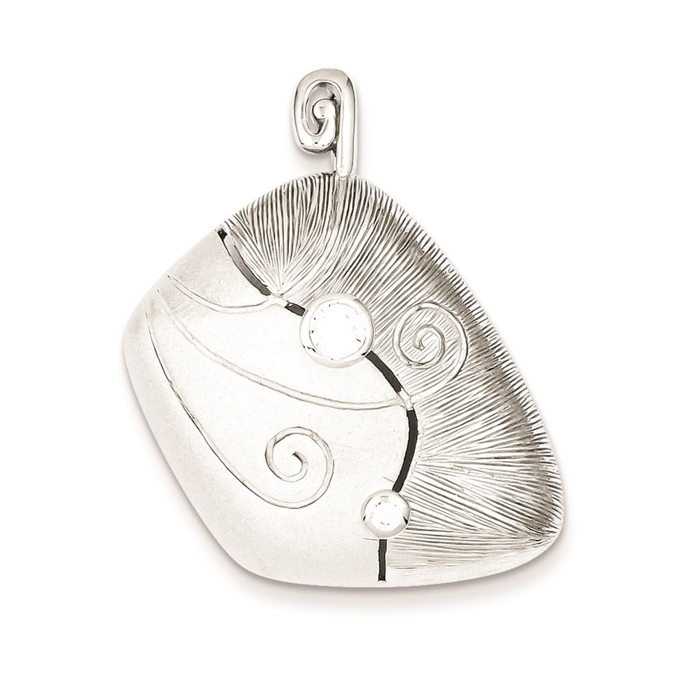 Sterling Silver Cz & Matte Curl Pendant