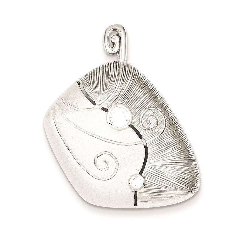 Sterling Silver Cz & Matte Curl Pendant