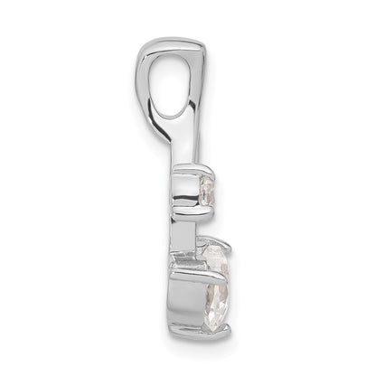 Sterling Silver Rhodium-Plated Cz Heart Pendant