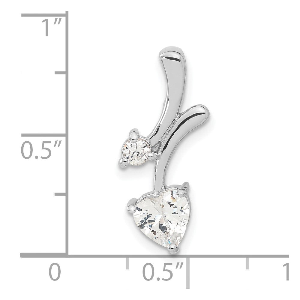 Sterling Silver Rhodium-Plated Cz Heart Pendant