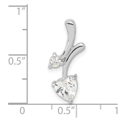 Sterling Silver Rhodium-Plated Cz Heart Pendant