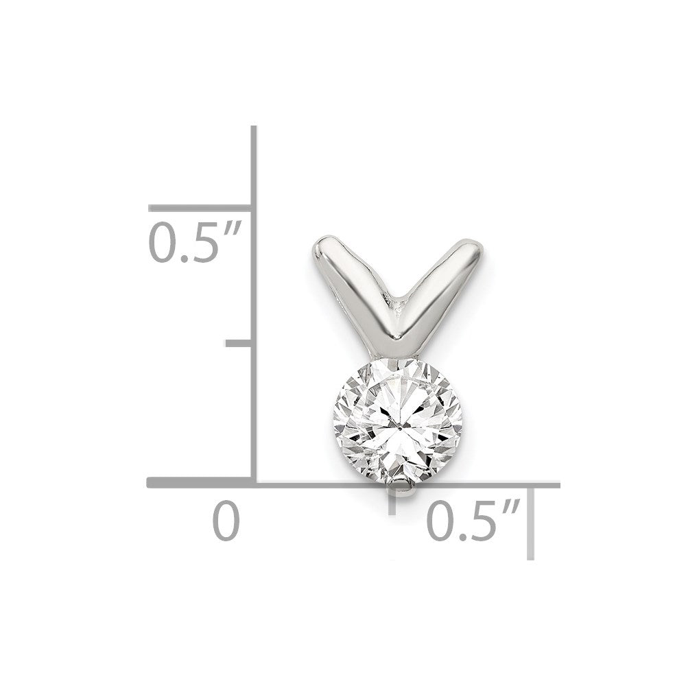 Sterling Silver Cz Pendant Chain Slide