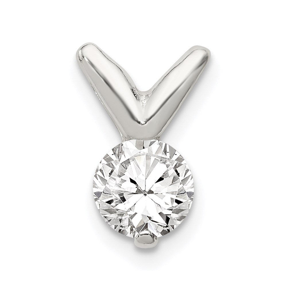 Sterling Silver Cz Pendant Chain Slide