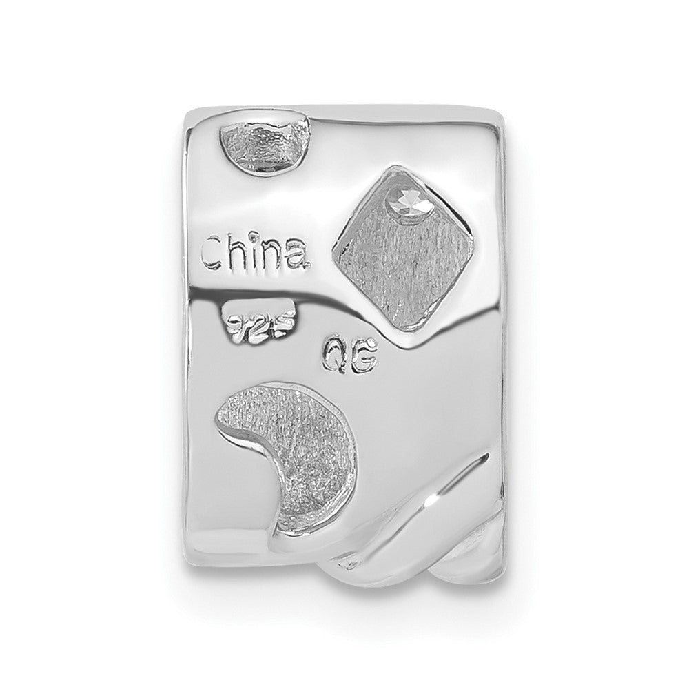Sterling Silver Rhodium-Plated Cz Pendant Slide