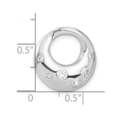 Sterling Silver Rhodium-Plated Cz Circle Pendant Slide