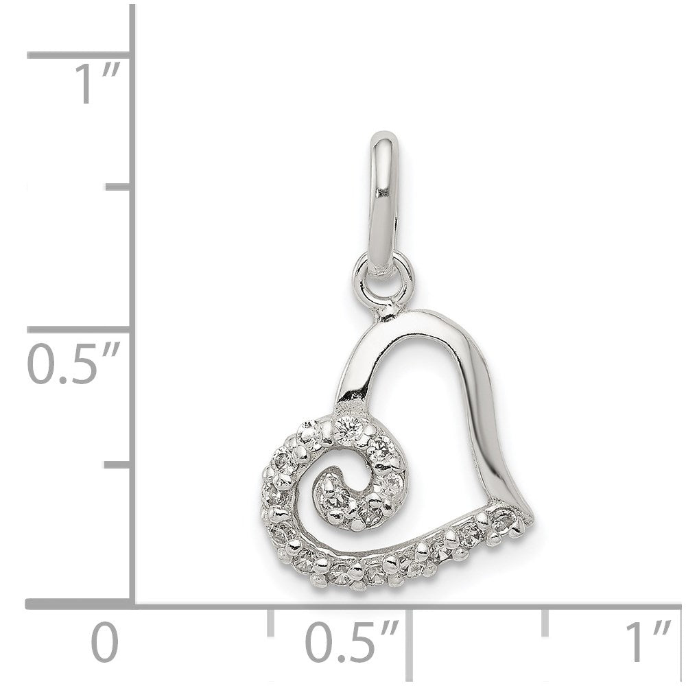 Sterling Silver Cz Heart Pendant