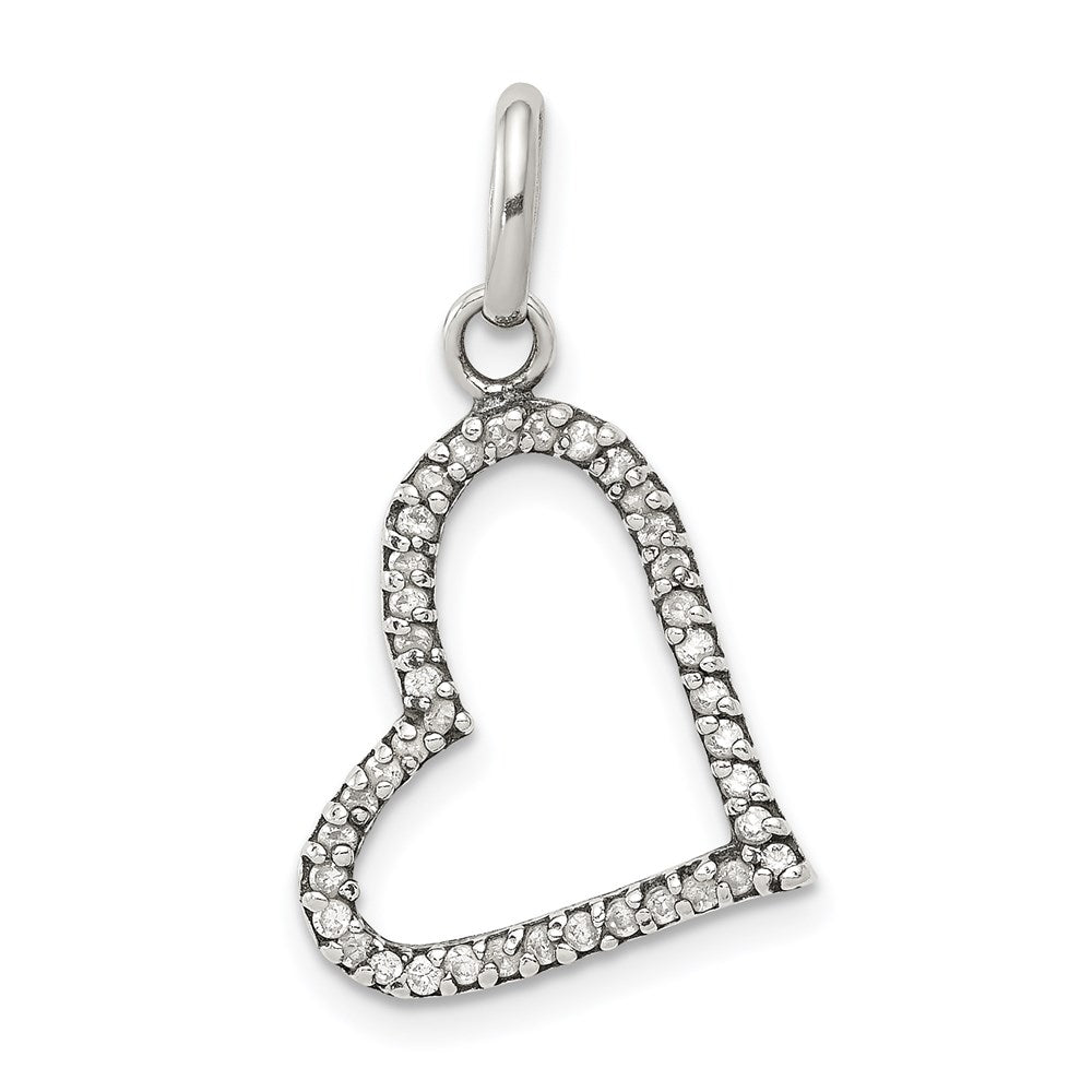 Sterling Silver Cz Heart Pendant