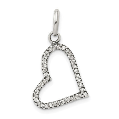 Sterling Silver Cz Heart Pendant