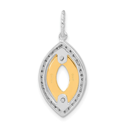 Sterling Silver & Flash Gold-Plated Cz Diamond Cut Pendant