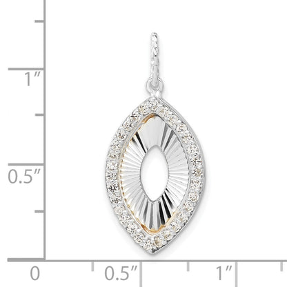 Sterling Silver & Flash Gold-Plated Cz Diamond Cut Pendant